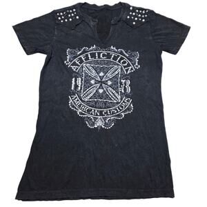 Vintage Affliction American Custom Top Womens Rhinestone T-Shirt Small Y2k